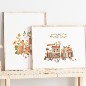 Babaszoba poszter, róka illusztrációs falikép, őszi dekorációs szett 3 db, Otthon & Életmód, Babaszoba, gyerekszoba, Babaszoba dekoráció, Fotó, grafika, rajz, illusztráció, Papírművészet, MESKA