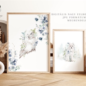 Artic állatos greenery faliképek, téli poszter szett 3 db, Otthon & Életmód, Dekoráció, Kép & Falikép, Poszter, Fotó, grafika, rajz, illusztráció, MESKA
