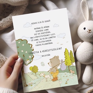 Keresztszülő felkérő kártya, macis képeslap, Játék & Sport, Keresztelőajándékok, Fotó, grafika, rajz, illusztráció, MESKA