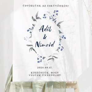 Vadvirágos esküvői üdvözlő tábla, vendégköszöntő, vendégváró poszter - esküvő - dekoráció - tábla & jelzés - Meska.hu