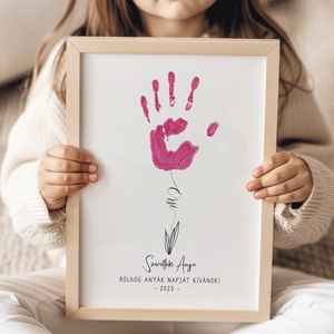 Anyák vagy apák napi ajándék, személyre szoló kézlenyomat virágos poszter, kép, Otthon & Életmód, Dekoráció, Kép & Falikép, Poszter, Fotó, grafika, rajz, illusztráció, Papírművészet, MESKA