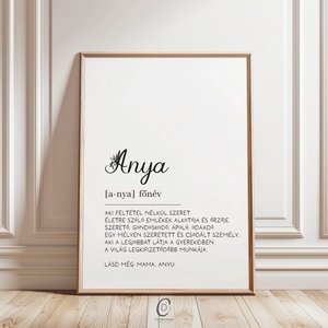 Legjobb anya definíciós poszter, az anya szó kedves meghatározása, anyák napi ajándék, Otthon & Életmód, Dekoráció, Kép & Falikép, Plakát, Fotó, grafika, rajz, illusztráció, Papírművészet, MESKA