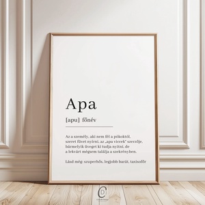 Legjobb apa definíciós poszter, az apa szó vicces meghatározása, apák napi ajándék - otthon & életmód - dekoráció - kép & falikép - poszter - Meska.hu