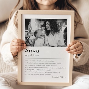 Legjobb anya definíciós poszter, az anya szó meghatározása, fényképes anyák napi ajándék, Otthon & Életmód, Dekoráció, Kép & Falikép, Poszter, Fotó, grafika, rajz, illusztráció, MESKA