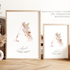A betű, monogram, névnapi kép, dekoráció, akvarell falikép, személyre szóló - otthon & életmód - dekoráció - fali és függő dekoráció - betű & név - Meska.hu