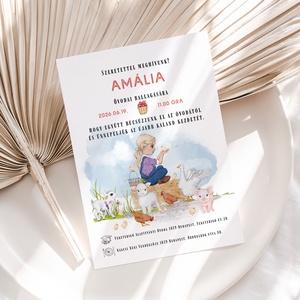 Ovis ballagási meghívó, farm állatos, Otthon & Életmód, Papír, írószer, Ajándékozás kellékei, Meghívó, Fotó, grafika, rajz, illusztráció, Papírművészet, MESKA