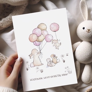 Köszönőajándék óvónéniknek, dadusoknak, ballagásra búcsúajándék, nyuszis ajándékkísérő, Otthon & Életmód, Papír, írószer, Ajándékozás kellékei, Képeslap, üdvözlőlap, Fotó, grafika, rajz, illusztráció, Papírművészet, MESKA
