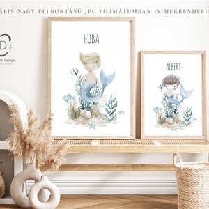 Egyedi névre szoló babaszoba falikép, tengeri sellős fali poszter - otthon & életmód - babaszoba, gyerekszoba - babaszoba kép - Meska.hu