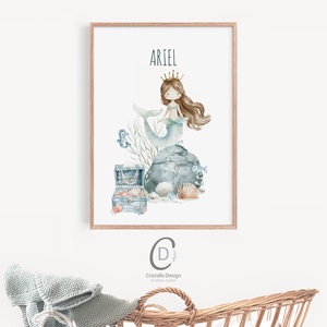 Egyedi névre szoló babaszoba falikép, kis hableány fali poszter - otthon & életmód - babaszoba, gyerekszoba - babaszoba kép - Meska.hu