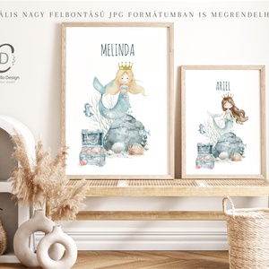 Egyedi névre szoló babaszoba falikép, kis hableány fali poszter - otthon & életmód - babaszoba, gyerekszoba - babaszoba kép - Meska.hu