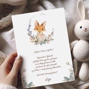 Keresztszülő felkérő kártya, rókás képeslap Martina részére, Játék & Sport, Keresztelőajándékok, Fotó, grafika, rajz, illusztráció, Papírművészet, MESKA