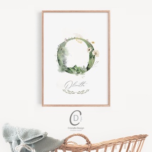 O betű, monogram, névnapi kép, dekoráció, greenery falikép, személyre szóló - otthon & életmód - dekoráció - fali és függő dekoráció - betű & név - Meska.hu