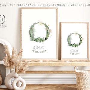 O betű, monogram, névnapi kép, dekoráció, greenery falikép, személyre szóló - otthon & életmód - dekoráció - fali és függő dekoráció - betű & név - Meska.hu