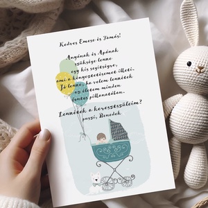 Keresztszülő felkérő kártya, egyedi személyre szoló képeslap, Játék & Sport, Keresztelőajándékok, Fotó, grafika, rajz, illusztráció, Papírművészet, MESKA