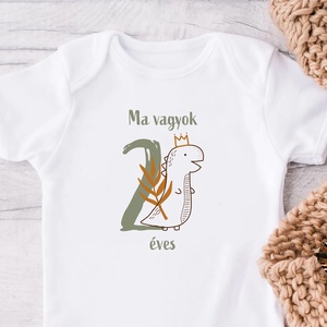Születésnapra dinós baba body - ruha & divat - babaruha & gyerekruha - body - Meska.hu