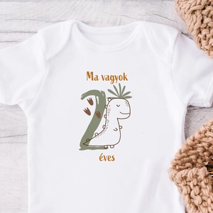 Születésnapi ajándék, dinós baba body, Ruha & Divat, Babaruha & Gyerekruha, Body, Fotó, grafika, rajz, illusztráció, MESKA