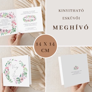 Vadvirág esküvői meghívó, kinyitható greenery képeslap - esküvő - meghívó & kártya - meghívó - Meska.hu