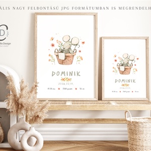 Megérkeztem baba poszter, megszülettem adatok, keresztelő ajándék - otthon & életmód - babaszoba, gyerekszoba - babaszoba kép - Meska.hu