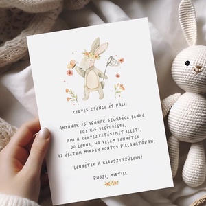 Keresztszülő felkérő kártya, nyuszis képeslap, Játék & Sport, Keresztelőajándékok, Fotó, grafika, rajz, illusztráció, Papírművészet, MESKA