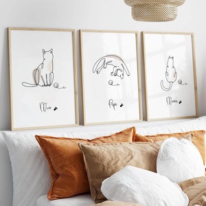 Macska lineart poszter, névre szoló kép, egyedi cicás falikép - otthon & életmód - dekoráció - kép & falikép - poszter - Meska.hu