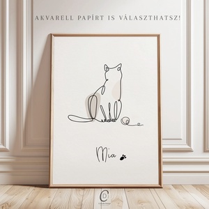 Macska lineart poszter, névre szoló kép, egyedi cicás falikép, Otthon & Életmód, Dekoráció, Kép & Falikép, Poszter, Fotó, grafika, rajz, illusztráció, Papírművészet, MESKA