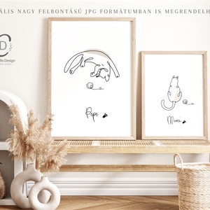 Macska lineart poszter, névre szoló kép, egyedi cicás falikép - otthon & életmód - dekoráció - kép & falikép - poszter - Meska.hu