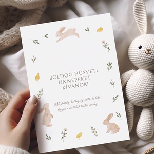 Húsvéti képeslap, nyuszis üdvözlőlapok, ajándékkísérő szett 3 db - otthon & életmód - papír, írószer - ajándékozás kellékei - ajándékkísérő - Meska.hu