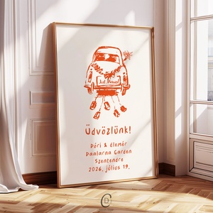 Esküvői üdvözlő tábla, vendégköszöntő, just married vendégváró poszter - esküvő - dekoráció - tábla & jelzés - Meska.hu