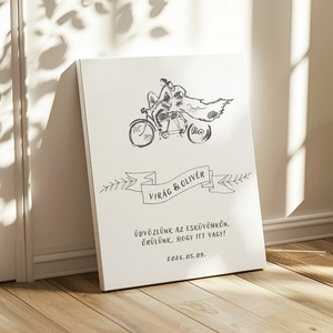 Esküvői üdvözlő tábla, vendégköszöntő, biciklis vendégváró poszter - esküvő - dekoráció - tábla & jelzés - Meska.hu