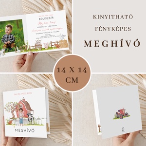 Farmos születésnapi meghívó, farm állatos fényképes képeslap - otthon & életmód - papír, írószer - ajándékozás kellékei - képeslap, üdvözlőlap - Meska.hu