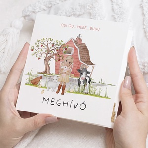 Farmos születésnapi meghívó, farm állatos fényképes képeslap, Otthon & Életmód, Papír, írószer, Ajándékozás kellékei, Képeslap, üdvözlőlap, Fotó, grafika, rajz, illusztráció, MESKA