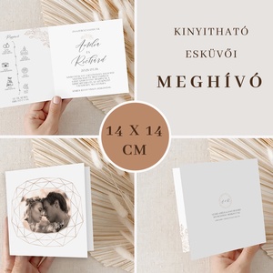 Gold esküvői meghívó, kinyitható, idővonalas, fényképes - esküvő - meghívó & kártya - meghívó - Meska.hu
