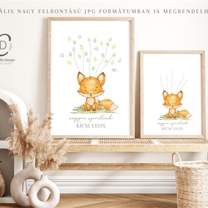 Babaváró buli ujjlenyomat vendégkönyv, róka poszter, tábla, vászonkép - otthon & életmód - babaszoba, gyerekszoba - babaszoba kép - Meska.hu