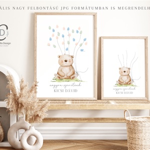 Babaváró buli ujjlenyomat vendégkönyv, macis poszter, tábla, vászonkép - otthon & életmód - babaszoba, gyerekszoba - babaszoba kép - Meska.hu