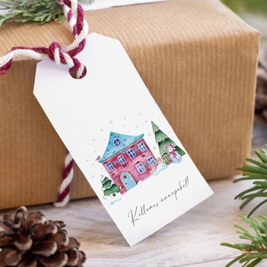 Karácsonyi ajándékkísérő kártya, Berry ajándékátadó címke szett 4 db - Meska.hu