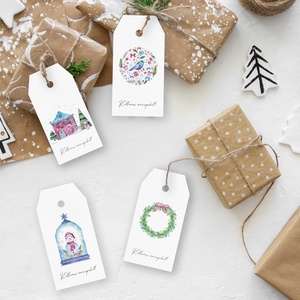 Karácsonyi ajándékkísérő kártya, Berry ajándékátadó címke szett 4 db - karácsony - karácsonyi ajándékozás - karácsonyi képeslap, üdvözlőlap, ajándékkísérő - Meska.hu