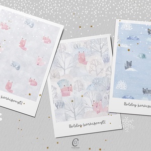 Wintertale karácsonyi képeslap, üdvözlőlap, ajándékkísérő szett 3 db - karácsony - karácsonyi ajándékozás - karácsonyi képeslap, üdvözlőlap, ajándékkísérő - Meska.hu