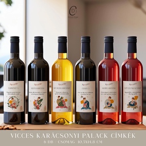 Karácsonyi vicces borospalack címke, karácsonyi zenés matrica szett 6 db - karácsony - karácsonyi ajándékozás - karácsonyi képeslap, üdvözlőlap, ajándékkísérő - Meska.hu