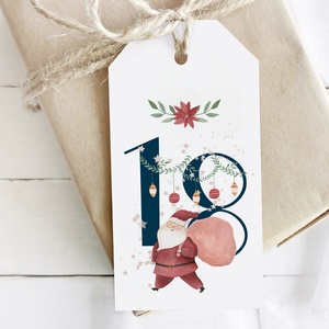 Adventi naptár, karácsonyi kalendárium, ajándékkísérő kártya csomag 24 db, Karácsony, Adventi díszek, Adventi naptár, Fotó, grafika, rajz, illusztráció, Papírművészet, MESKA