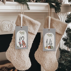 Adventi naptár, karácsonyi kalendárium, ajándékkísérő kártya csomag 24 db, Karácsony, Adventi díszek, Adventi naptár, Fotó, grafika, rajz, illusztráció, MESKA