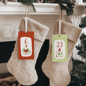 Adventi naptár, karácsonyi kalendárium, ajándékkísérő kártya csomag 24 db, Karácsony, Adventi díszek, Adventi naptár, Fotó, grafika, rajz, illusztráció, MESKA