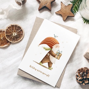 Karácsonyi képeslap, mikulásos üdvözlőlap, ajándékkísérő szett 3 db - karácsony - karácsonyi ajándékozás - karácsonyi képeslap, üdvözlőlap, ajándékkísérő - Meska.hu