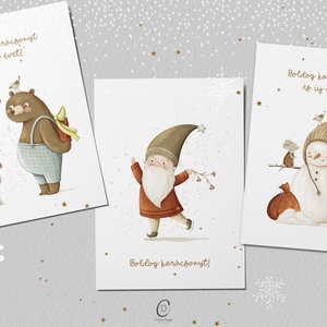 Karácsonyi képeslap, erdei üdvözlőlap, ajándékkísérő szett 3 db - karácsony - karácsonyi ajándékozás - karácsonyi képeslap, üdvözlőlap, ajándékkísérő - Meska.hu
