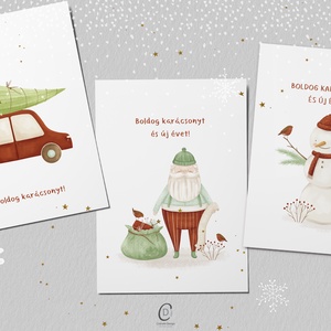 Karácsonyi képeslap, üdvözlőlap, ajándékkísérő szett 3 db - karácsony - karácsonyi ajándékozás - karácsonyi képeslap, üdvözlőlap, ajándékkísérő - Meska.hu