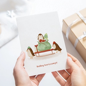 Karácsonyi képeslap, Északi - sarki üdvözlőlap, ajándékkísérő szett 3 db, Karácsony, Karácsonyi ajándékozás, Karácsonyi képeslap, üdvözlőlap, ajándékkísérő, Papírművészet, Fotó, grafika, rajz, illusztráció, MESKA