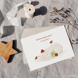 Karácsonyi képeslap, Északi - sarki üdvözlőlap, ajándékkísérő szett 3 db - karácsony - karácsonyi ajándékozás - karácsonyi képeslap, üdvözlőlap, ajándékkísérő - Meska.hu