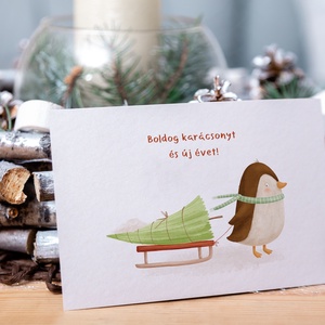 Karácsonyi képeslap, Északi - sarki üdvözlőlap, ajándékkísérő szett 3 db - karácsony - karácsonyi ajándékozás - karácsonyi képeslap, üdvözlőlap, ajándékkísérő - Meska.hu