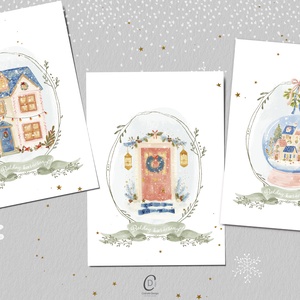 Karácsonyi képeslap, téli üdvözlőlap, ajándékkísérő szett 3 db - karácsony - karácsonyi ajándékozás - karácsonyi képeslap, üdvözlőlap, ajándékkísérő - Meska.hu