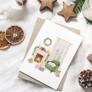 Karácsonyi képeslap, téli üdvözlőlap, kutyás ajándékkísérő szett 3 db - karácsony - karácsonyi ajándékozás - karácsonyi képeslap, üdvözlőlap, ajándékkísérő - Meska.hu