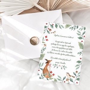 Keresztszülő felkérő kártya, erdei állatos képeslap - játék & sport - keresztelőajándékok - Meska.hu